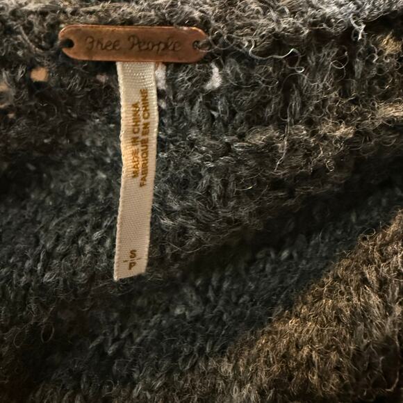 Free People Gray Cable Knit Sweater Dress, A-Line, Bell Sleeves, Wool, Small - Picture 6 of 8